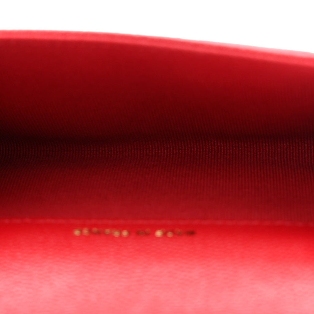 Caviar Quilted Flap  Holder Wallet Red