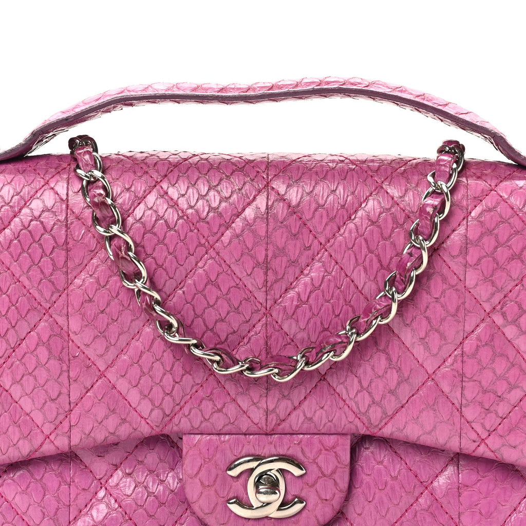 Elaphe Snakeskin Quilted Medium Easy Carry Flap Purple