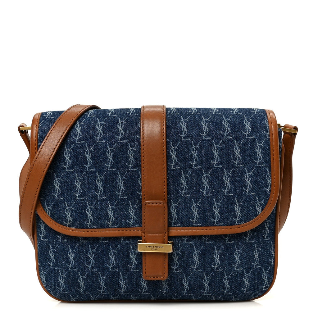 Denim All-Over Monogram Small Le Monogramme Satchel Navy Blue