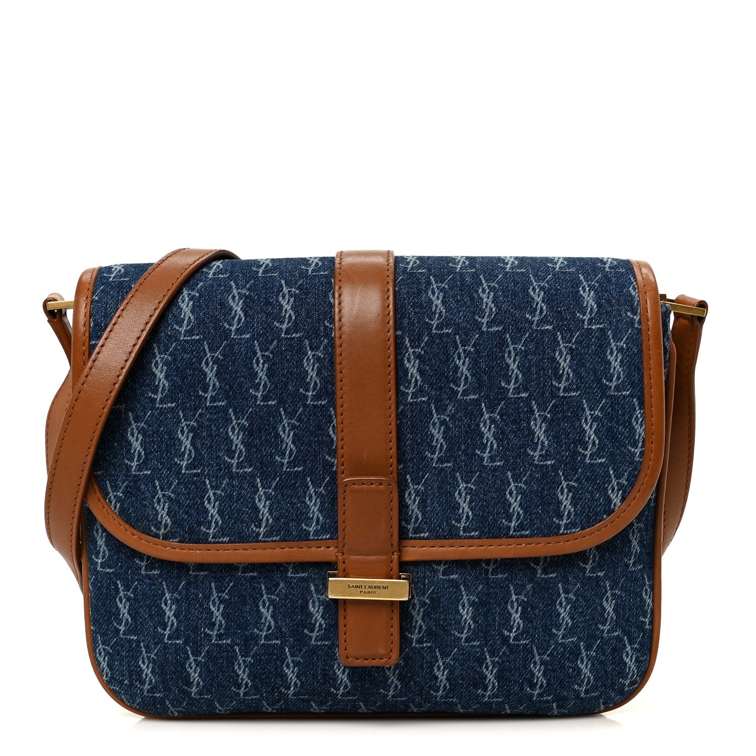 Denim All-Over Monogram Small Le Monogramme Satchel Navy Blue