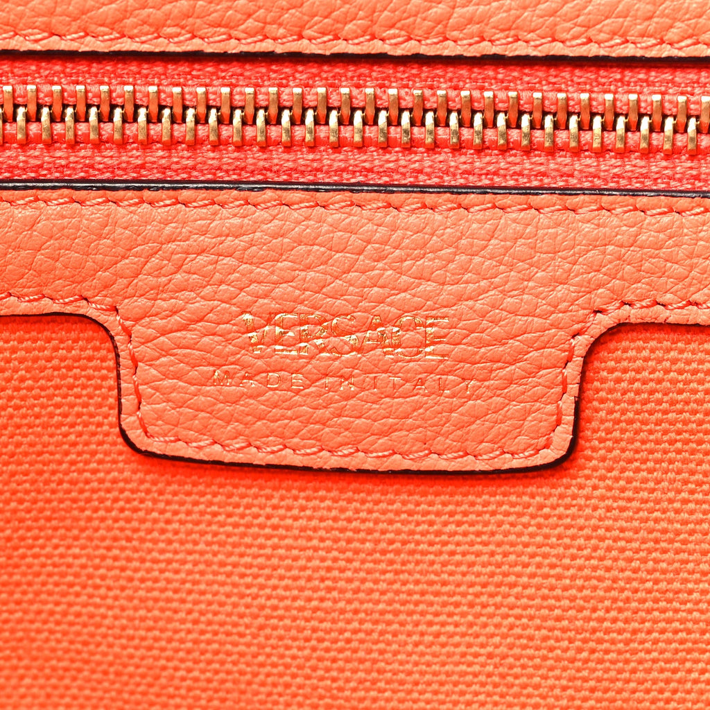 Canvas Calfskin La Medusa Tote Bag Orange