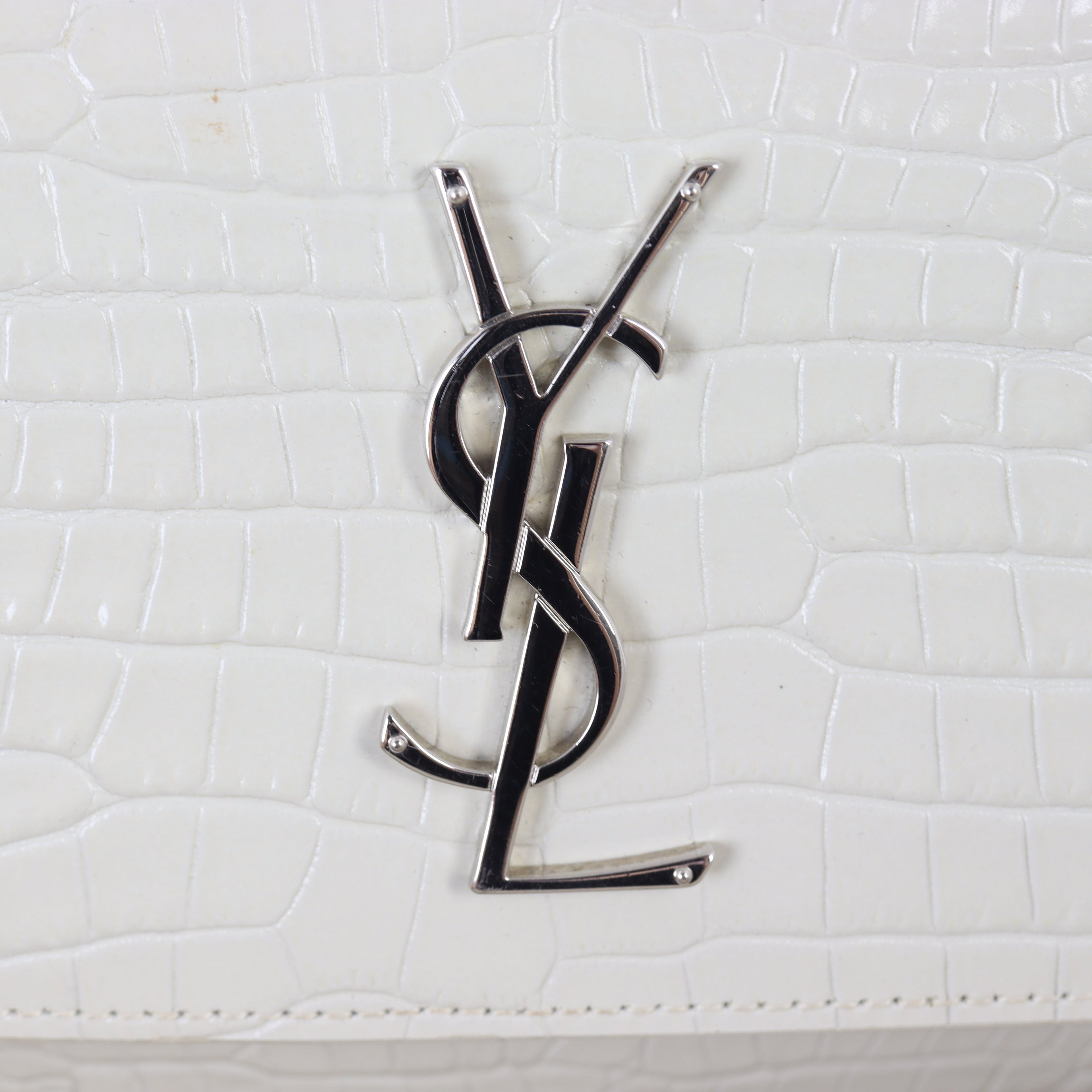 Saint Laurent Sunset Medium Croc-Embossed
