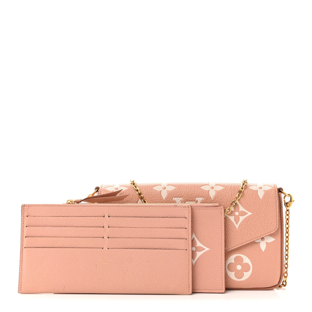 Empreinte Monogram Giant Felicie Pochette Chain Wallet Rose Trianon Creme