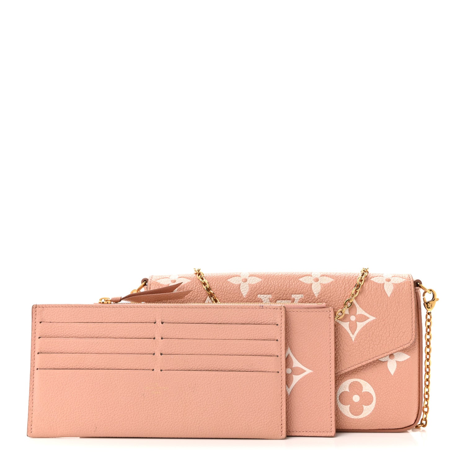 Empreinte Monogram Giant Felicie Pochette Chain Wallet Rose Trianon Creme
