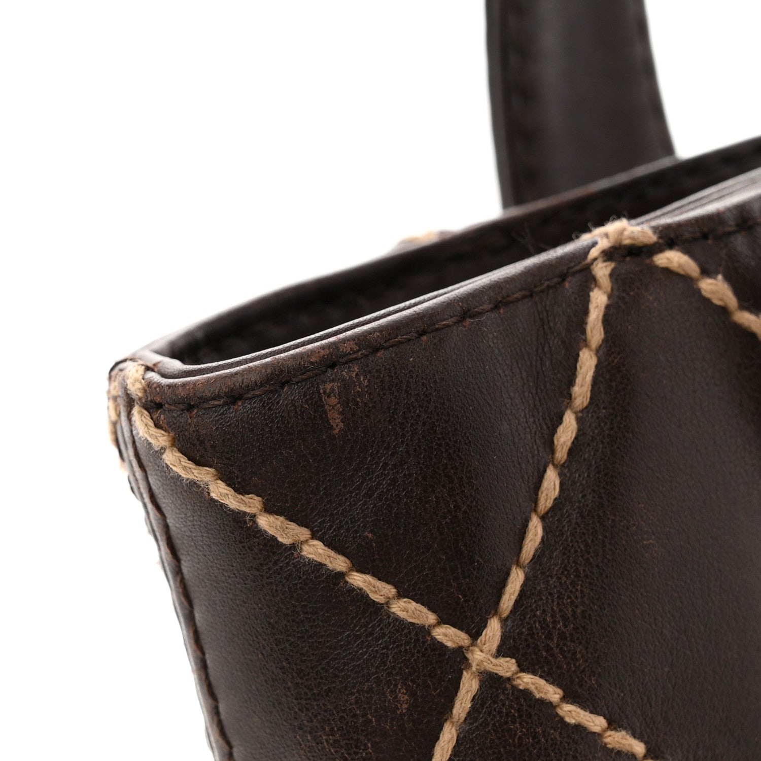 Calfskin Wild Stitch Tote Brown