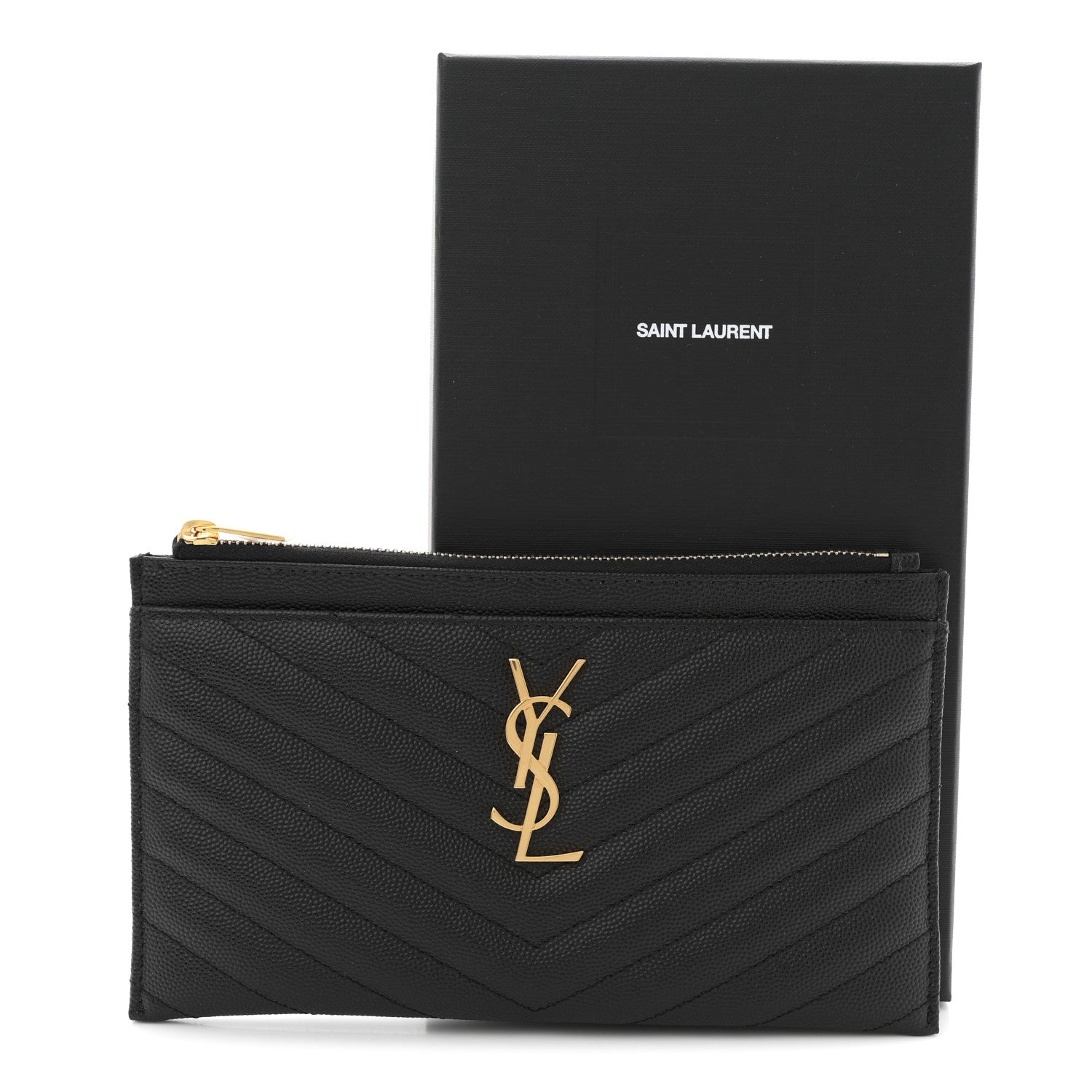 Grain De Poudre Chevron Monogram Bill Pouch Black