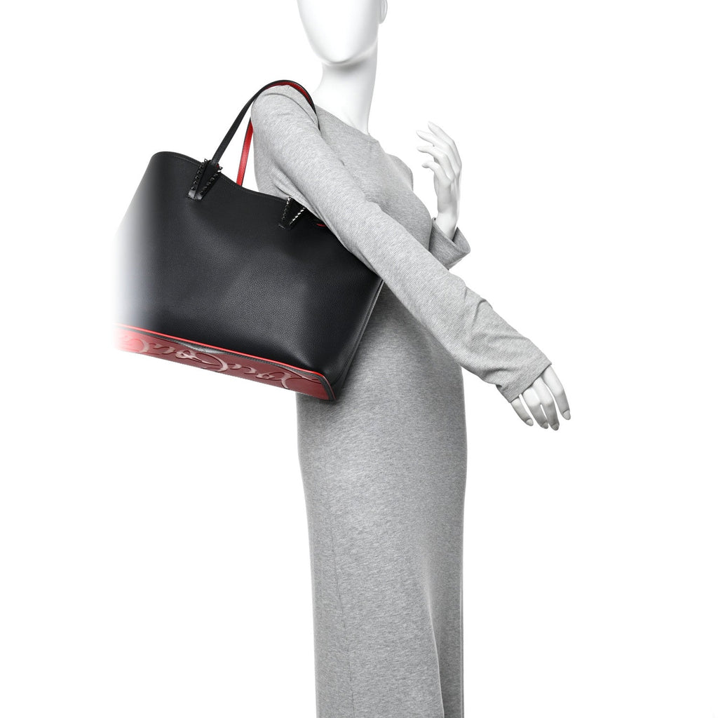 Calfskin Empire Spikes East West Cabata Tote Black