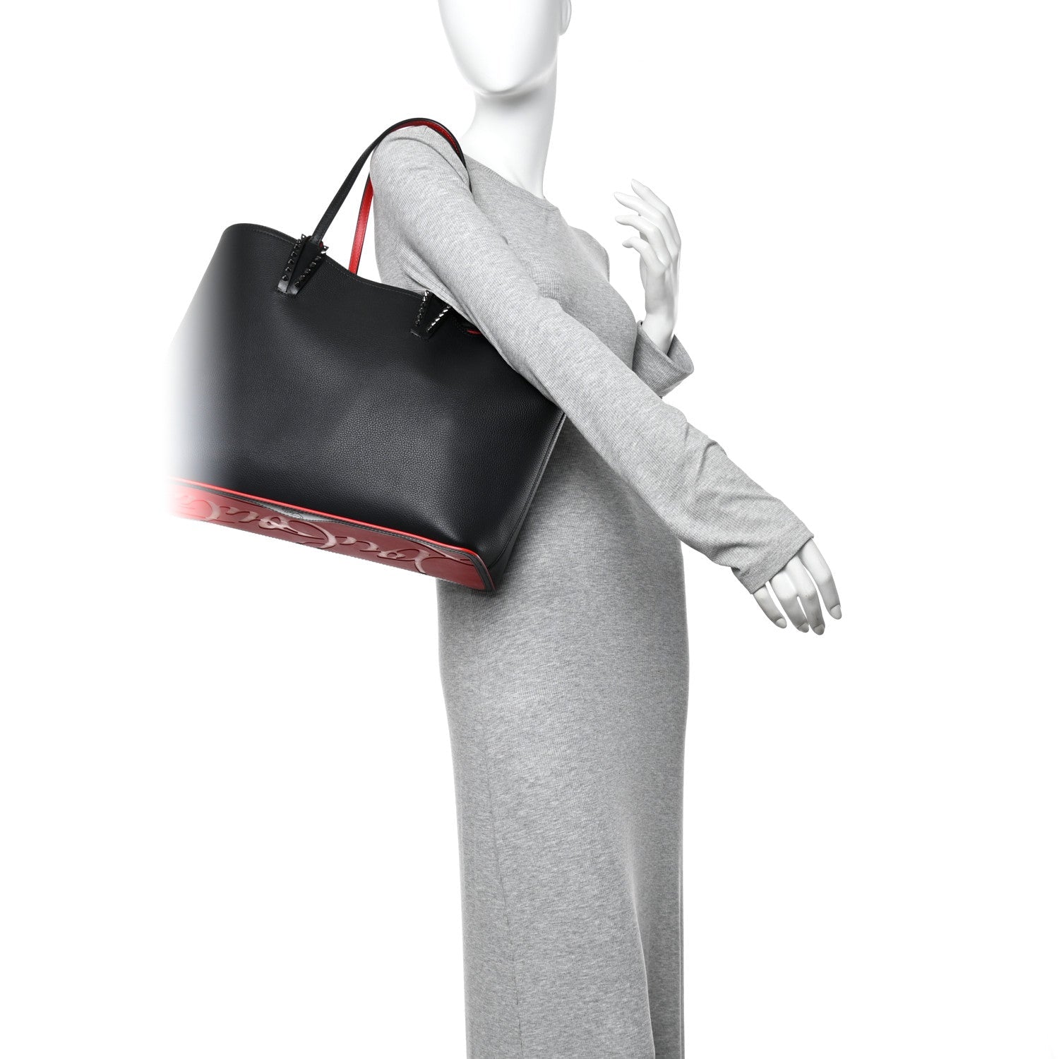 Calfskin Empire Spikes East West Cabata Tote Black