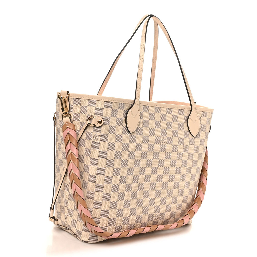 Damier Azur Braided Neverfull MM Pink