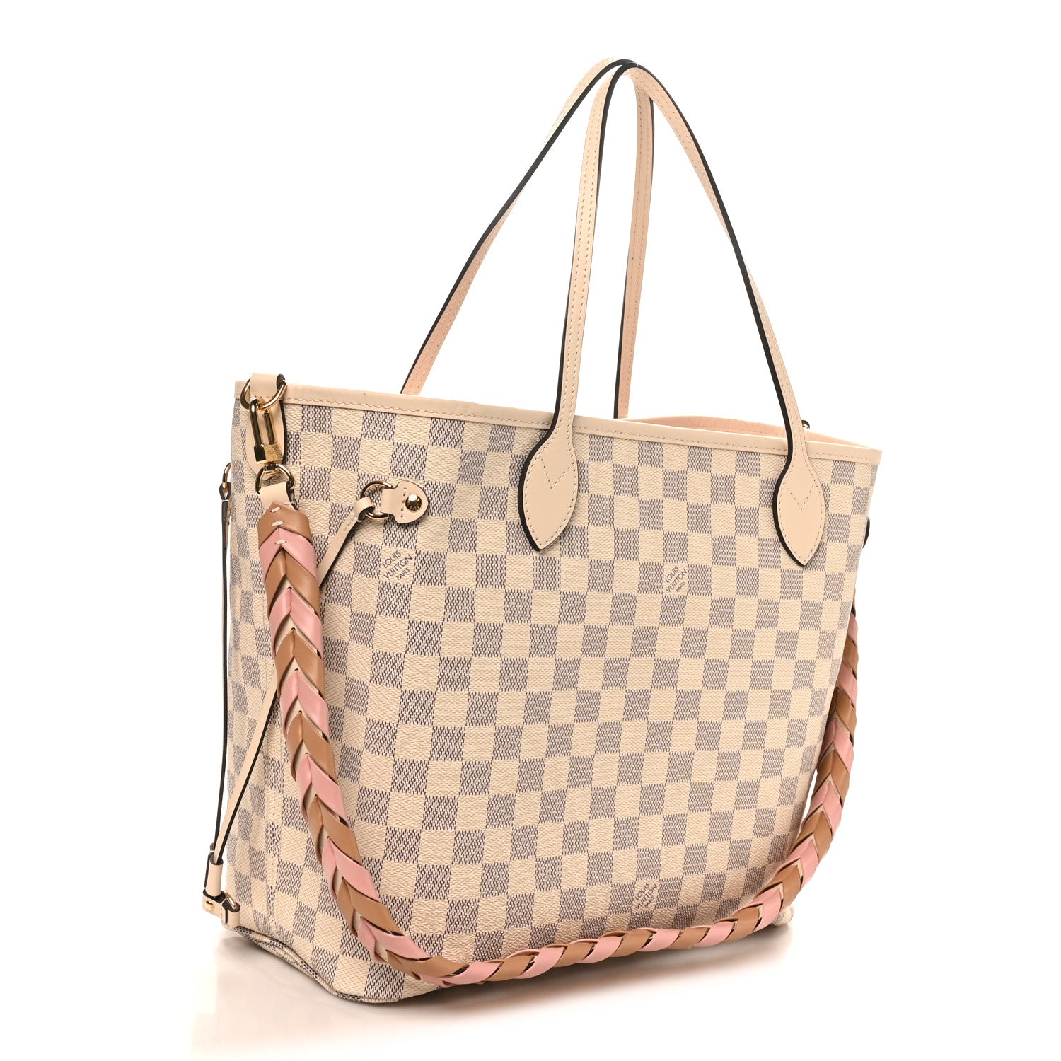 Damier Azur Braided Neverfull MM Pink