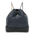 Aged Calfskin Quilted Gabrielle Backpack Navy Black