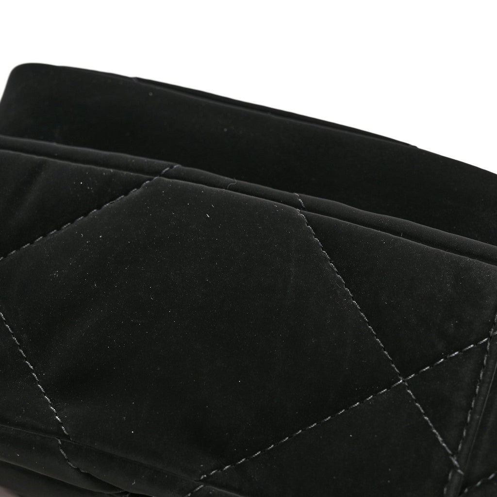 Velvet Effect Nylon Shiny Crumpled Calfskin Mini Quilted Chanel 25 Clutch With Chain Black