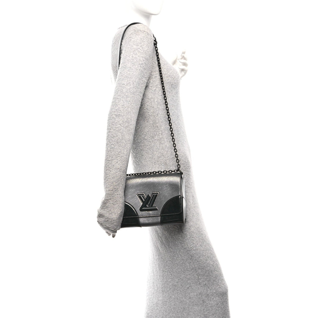 Epi Patent Twist Shoulder Bag MM Anthracite Nacre