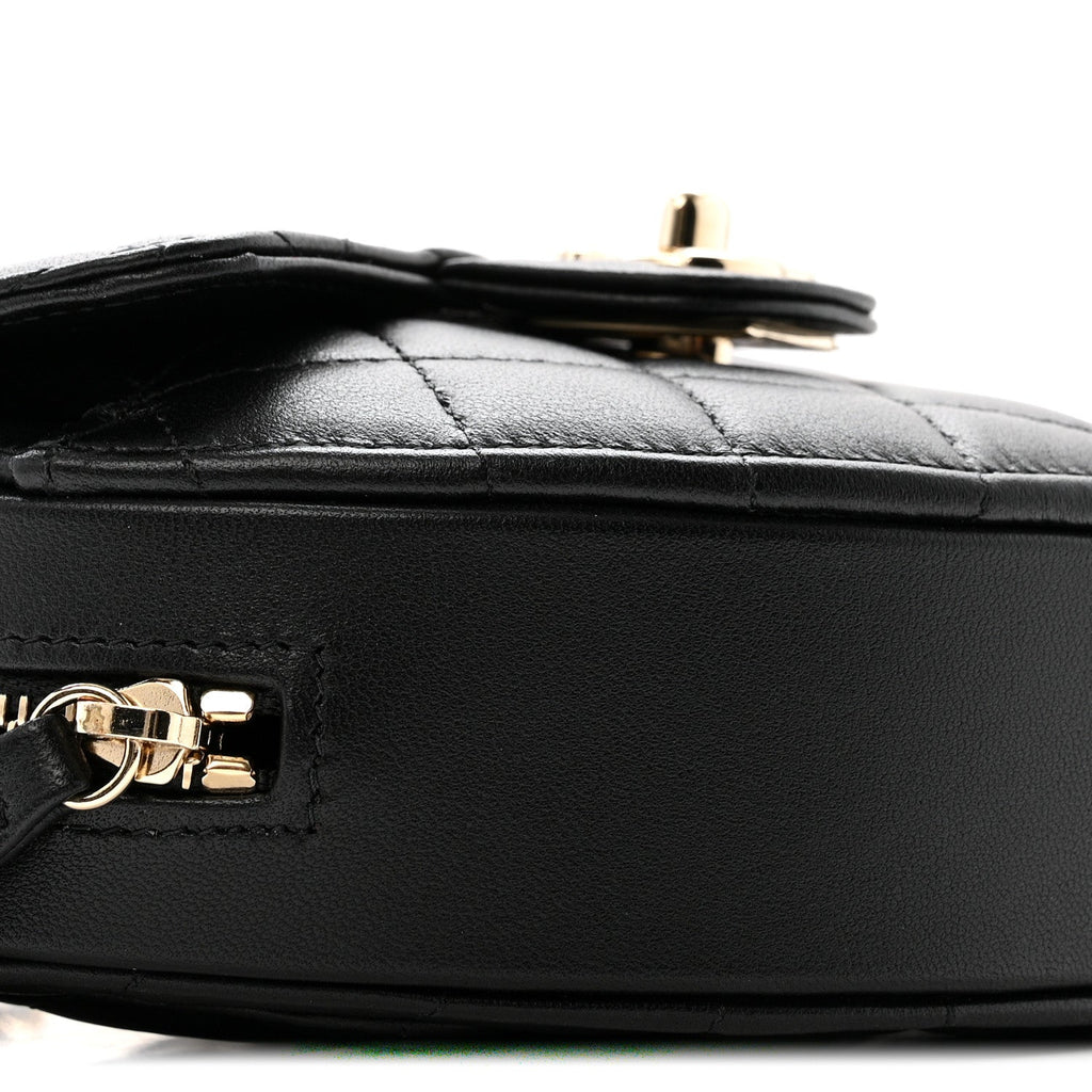 Lambskin Quilted CC In Love Heart Clutch With Chain Black