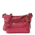 Aged Calfskin Quilted Small Gabrielle Hobo Fuchsia