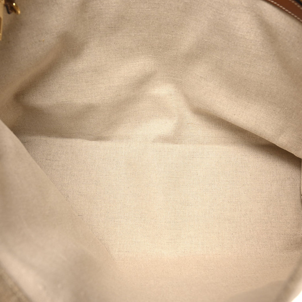 Canvas Calfskin Paris Horizontal Cabas Tan