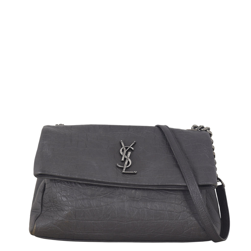 Saint Laurent West Hollywood Medium Croc-Embossed
