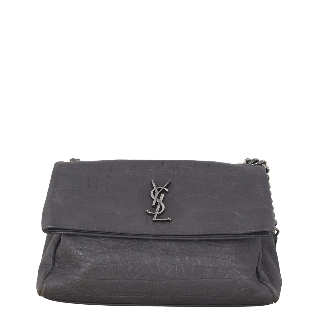 Saint Laurent West Hollywood Medium Croc-Embossed