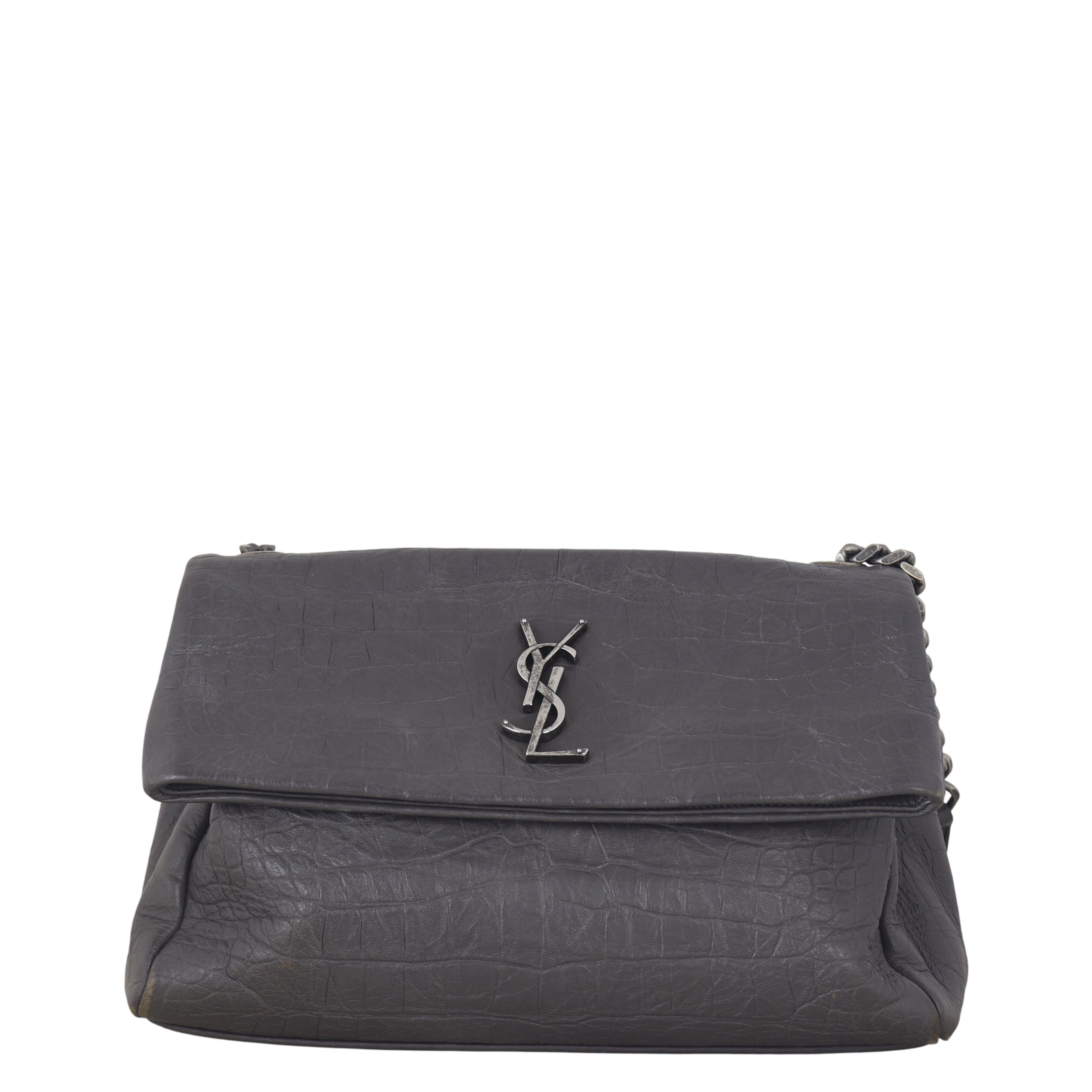 Saint Laurent West Hollywood Medium Croc-Embossed