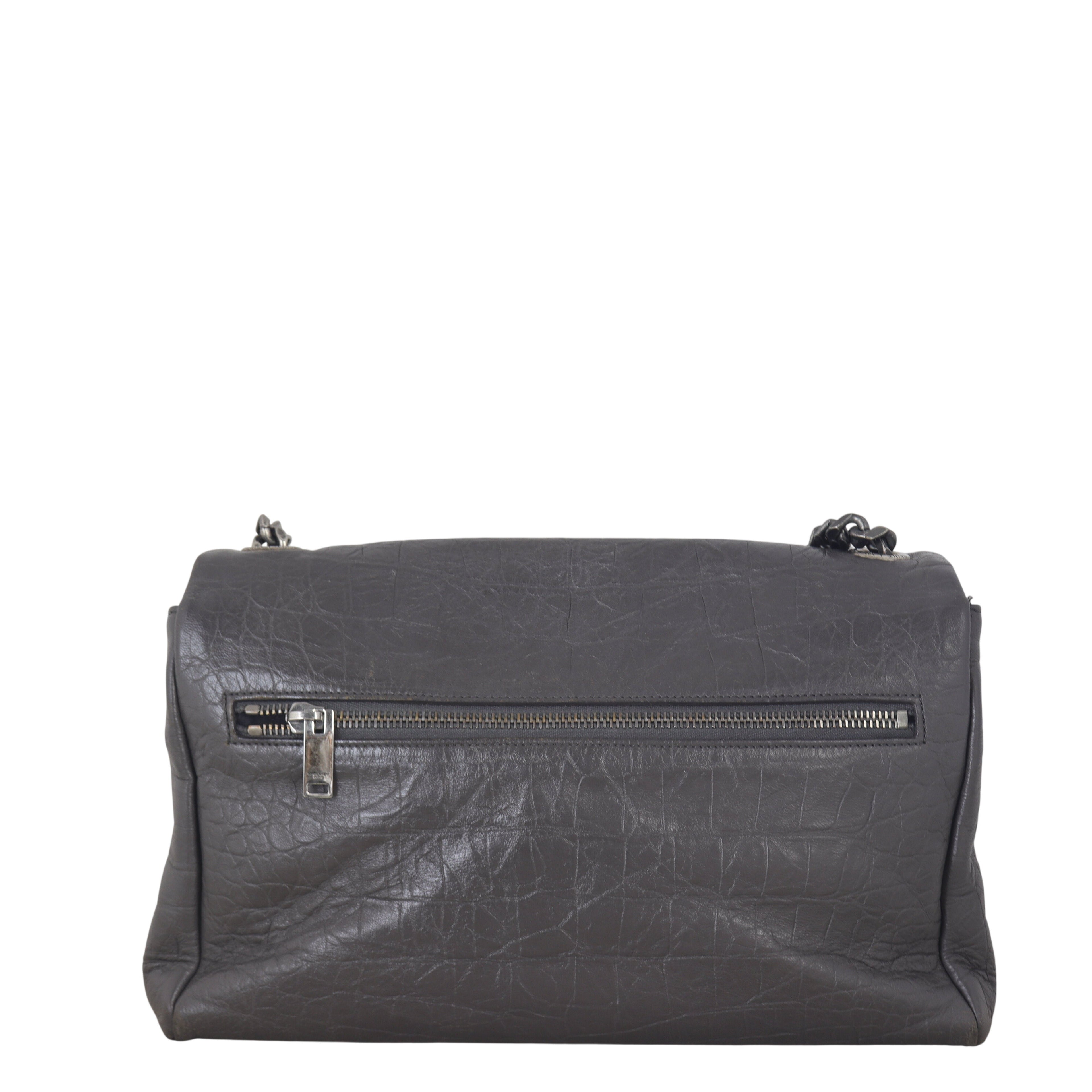 Saint Laurent West Hollywood Medium Croc-Embossed