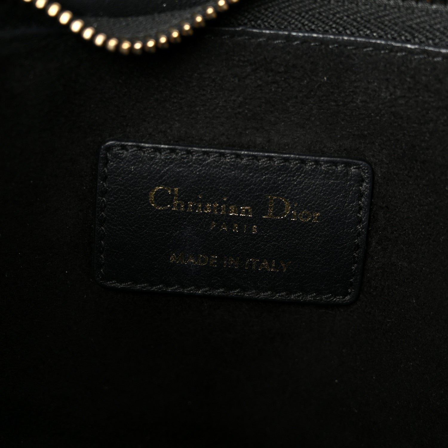 Calfskin Medium Diordouble Zip Pouch Black