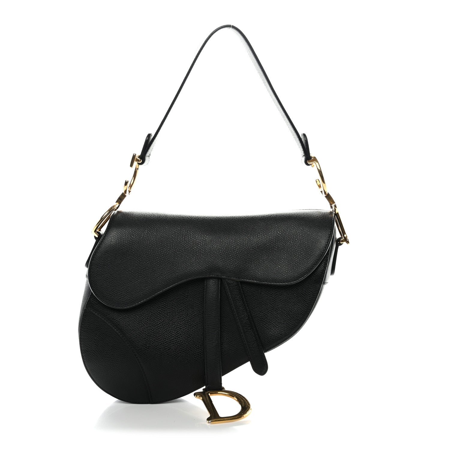 Grained Calfskin Saddle Bag Black