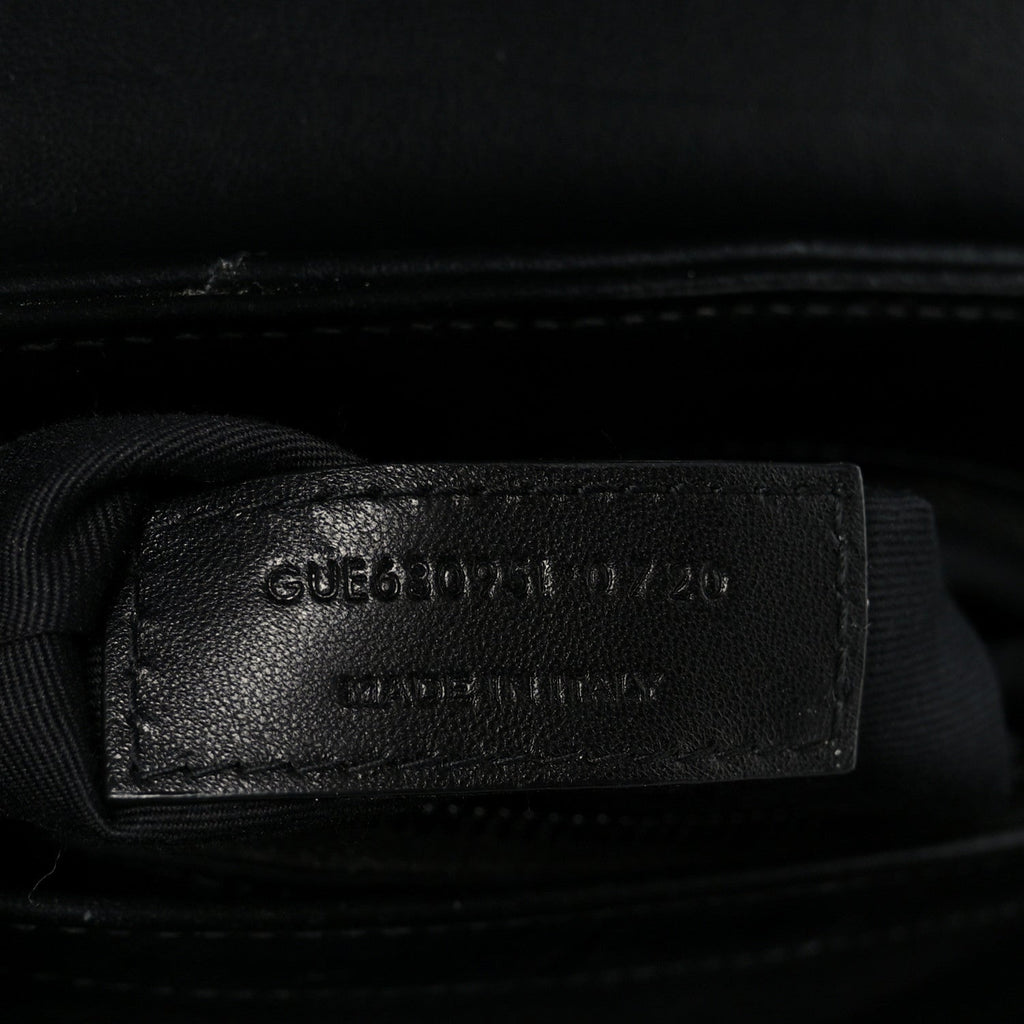 Calfskin Y Quilted Monogram Monochrome Toy Loulou Crossbody Bag Black