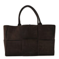 Suede Maxi Intrecciato Small Arco Tote Fondente