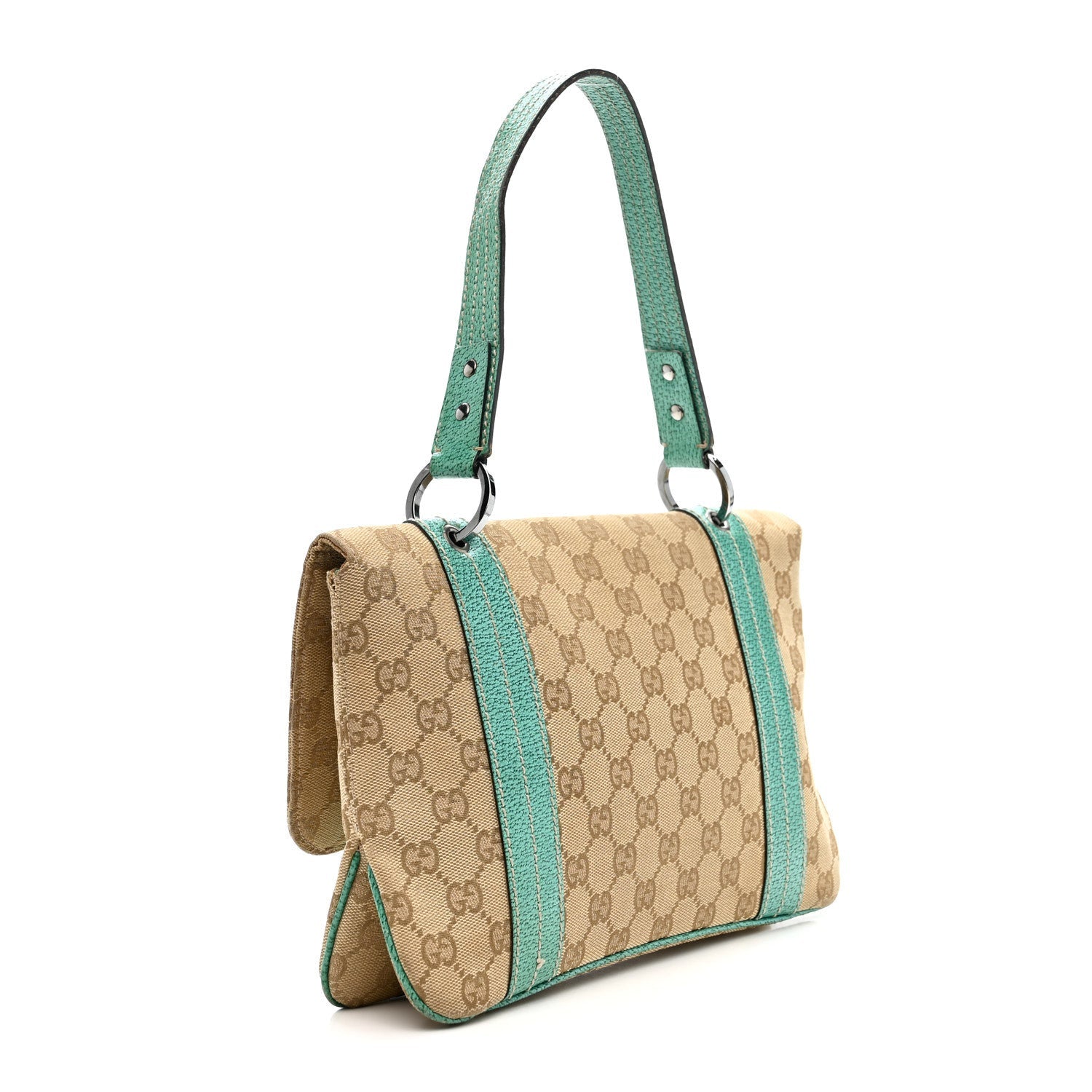 Monogram Satchel Bag Turquoise