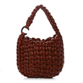 Lambskin Woven Wooden C Shoulder Bag Sepia Brown