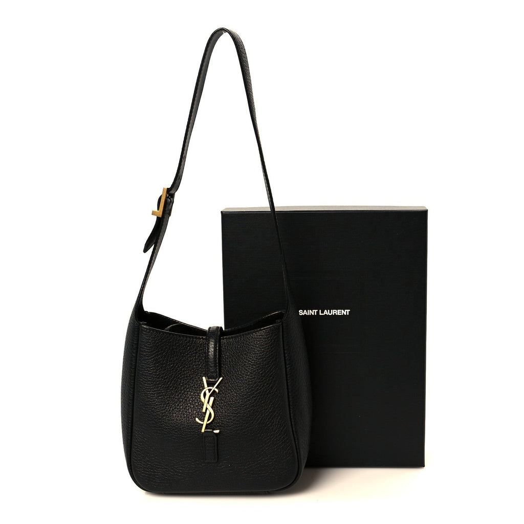 Grained Calfskin Baby Le 5 A 7 Supple Hobo Black