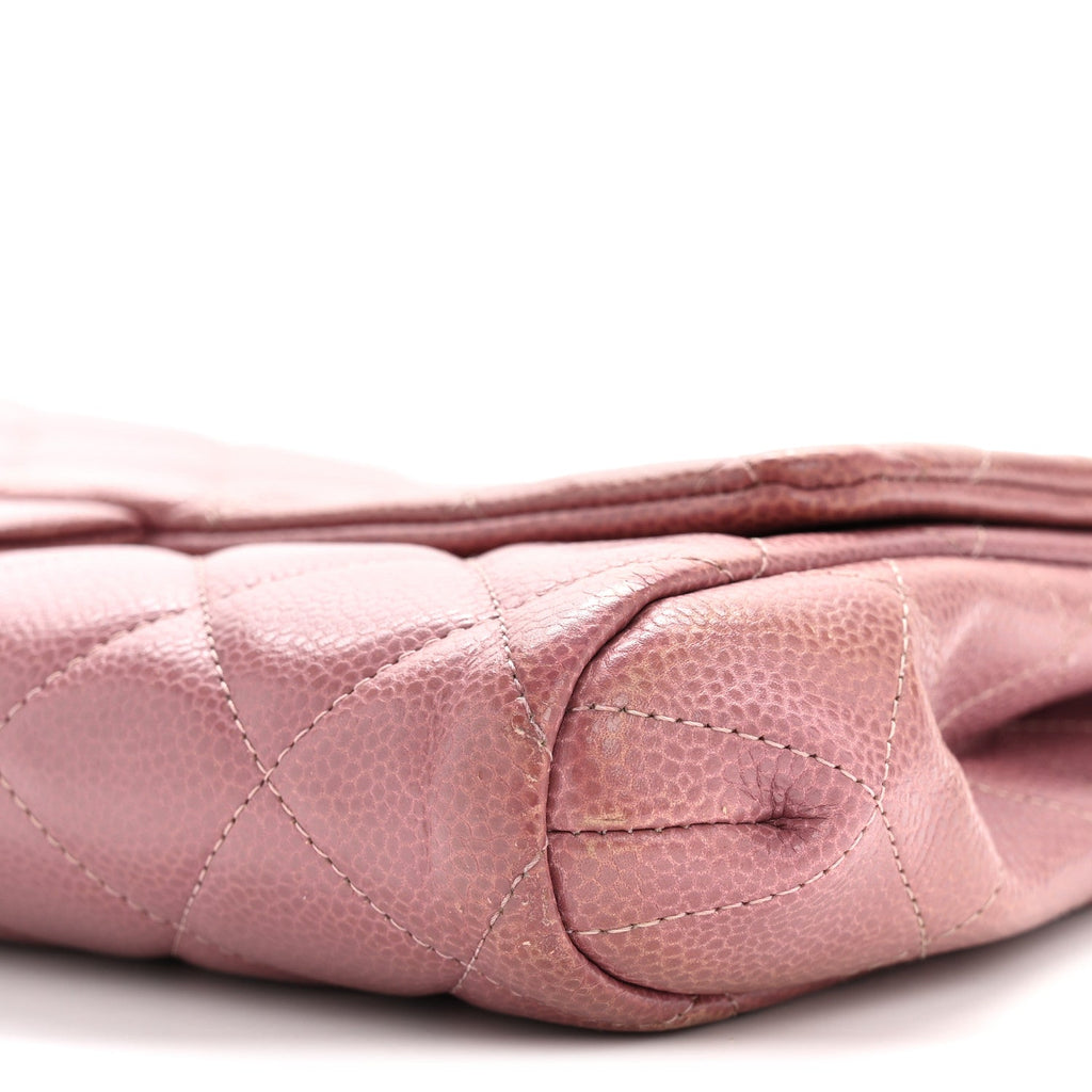 Caviar Quilted Clutch With Chain Flap Purple