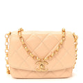 Lambskin Quilted CC Coin Flap Bag Beige