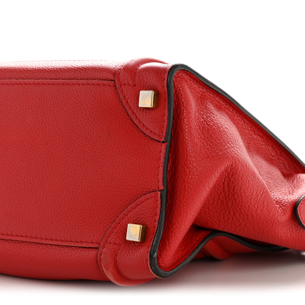 Drummed Calfskin Micro Luggage Red