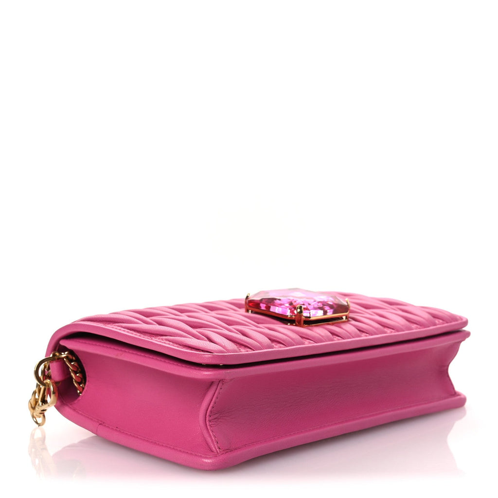 Nappa Matelasse Crystal Wallet On Chain  Fuxia