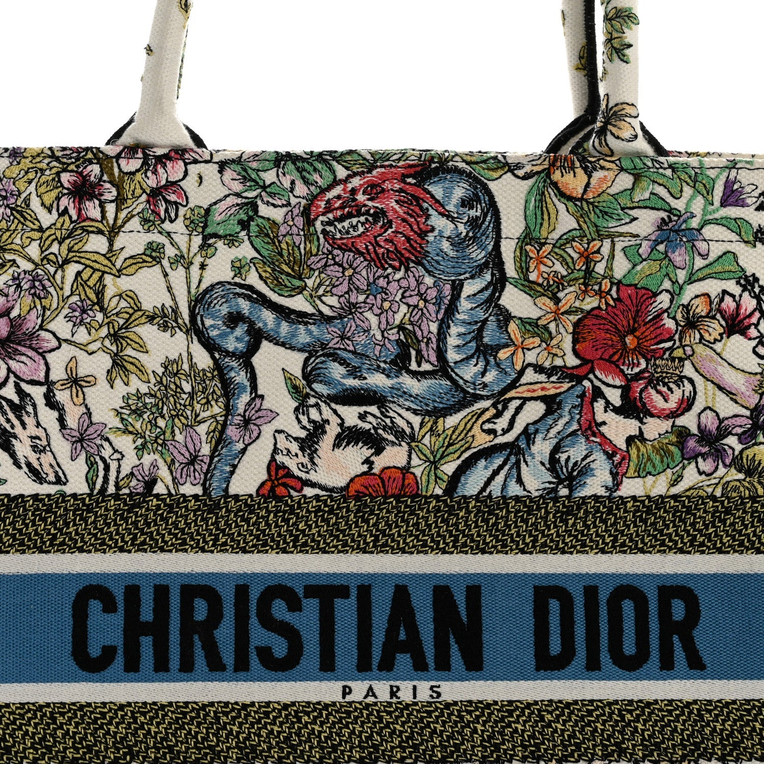 Canvas Embroidered Large D-Constellation Book Tote Latte Multicolor