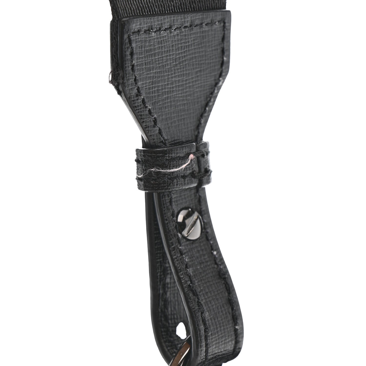 Saffiano Striped Mini Diag Binder Clip Bag Black White