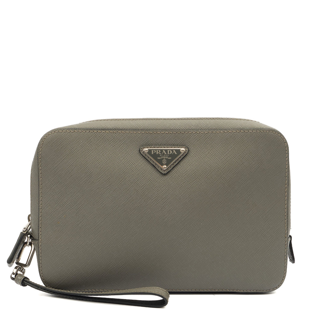 Prada Clutch Brique - Small in Grey, Calfskin