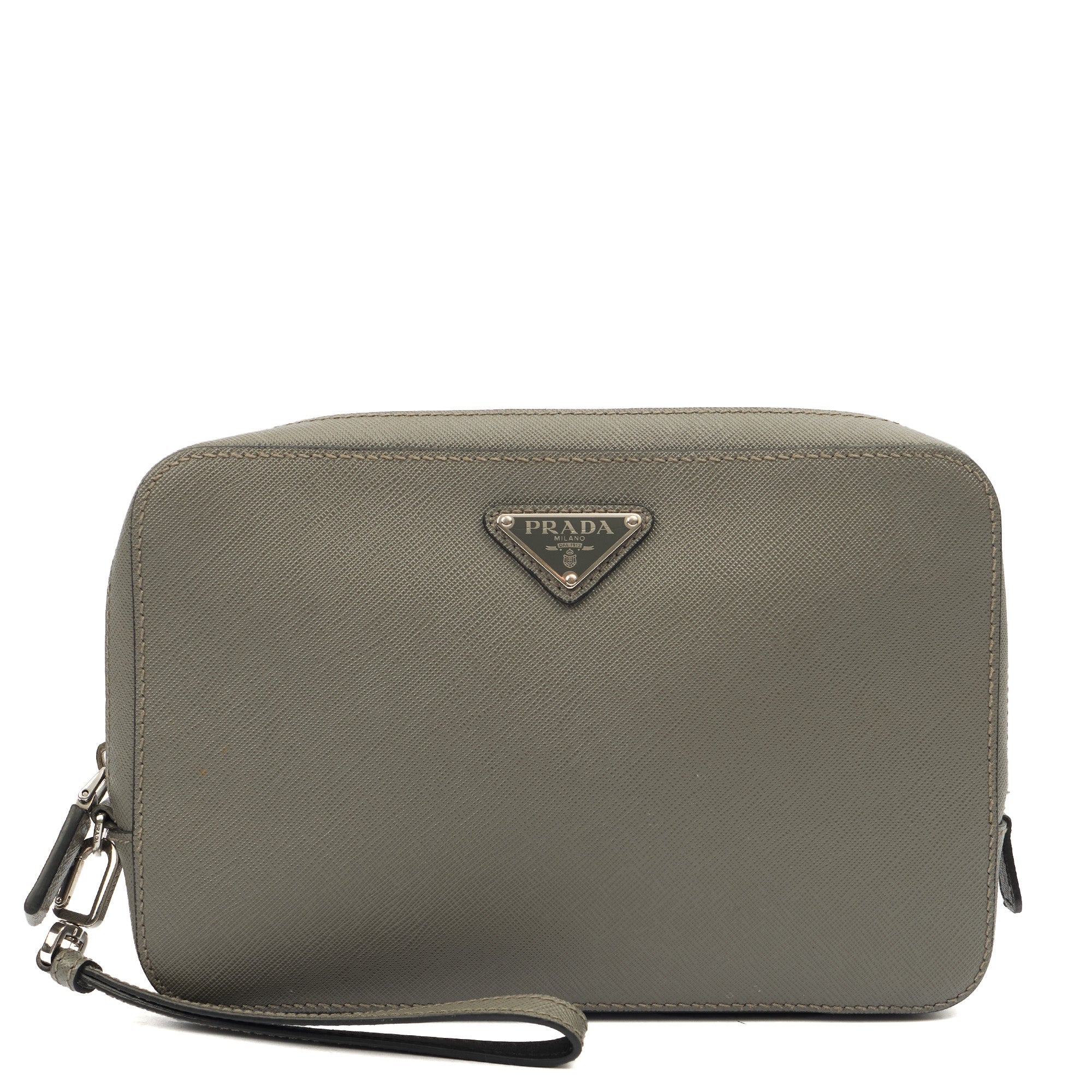 Prada Clutch Brique - Small in Grey, Calfskin