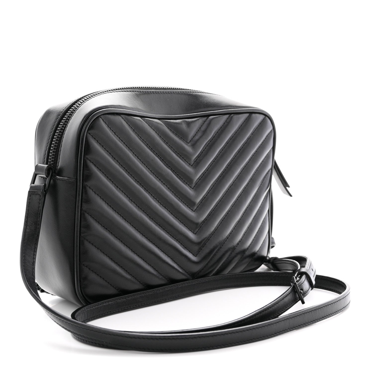 Calfskin Matelasse Monogram Monochrome Lou Camera Bag Black