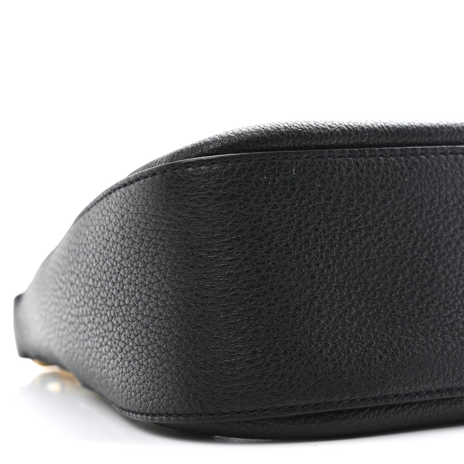 Vitello Daino Soft Zippered Hobo Shoulder Bag Black