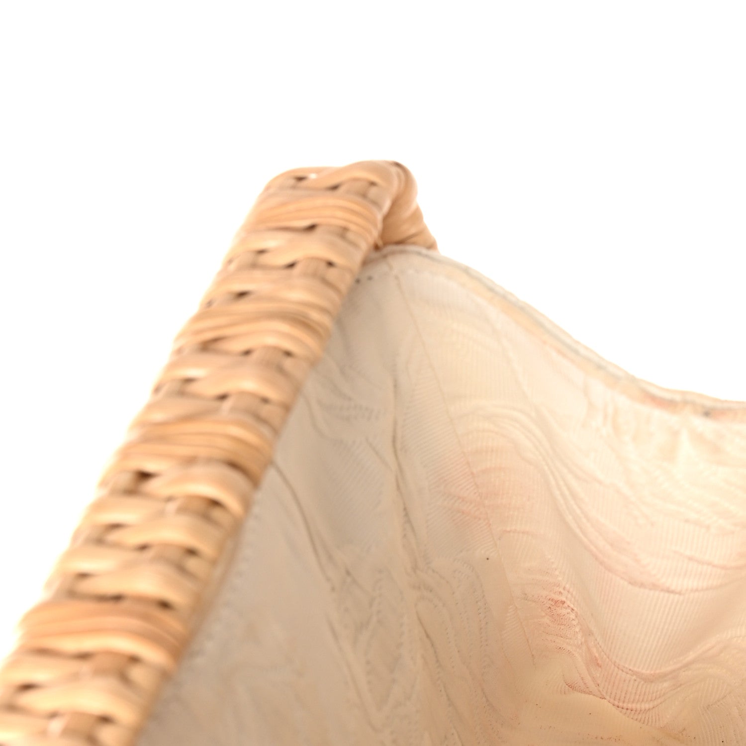 Wicker Calfskin Box Top Handle Bag White