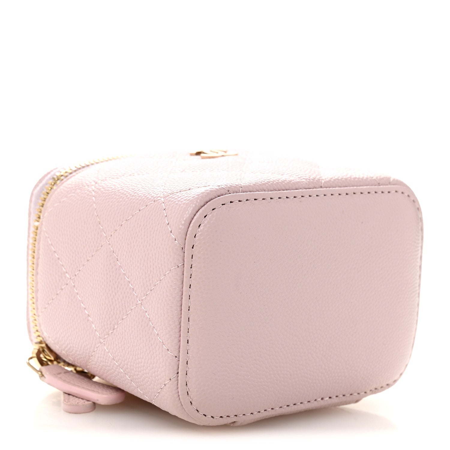 Caviar Quilted Mini Vanity Case With Chain Light Pink