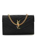 Grain De Poudre Matelasse Chevron Monogram Chain Wallet Black