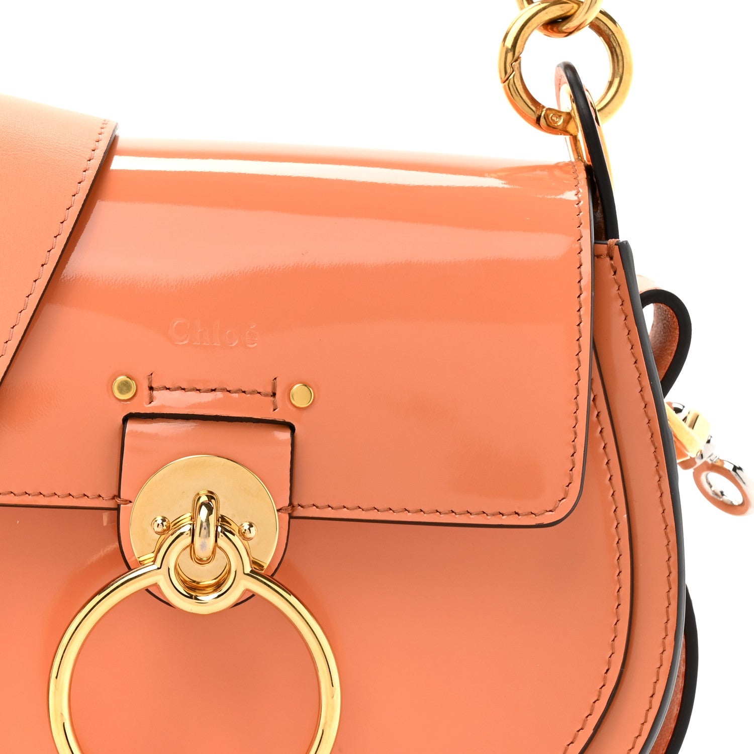 Patent Calfskin Small Tess Bag Canyon Sunset
