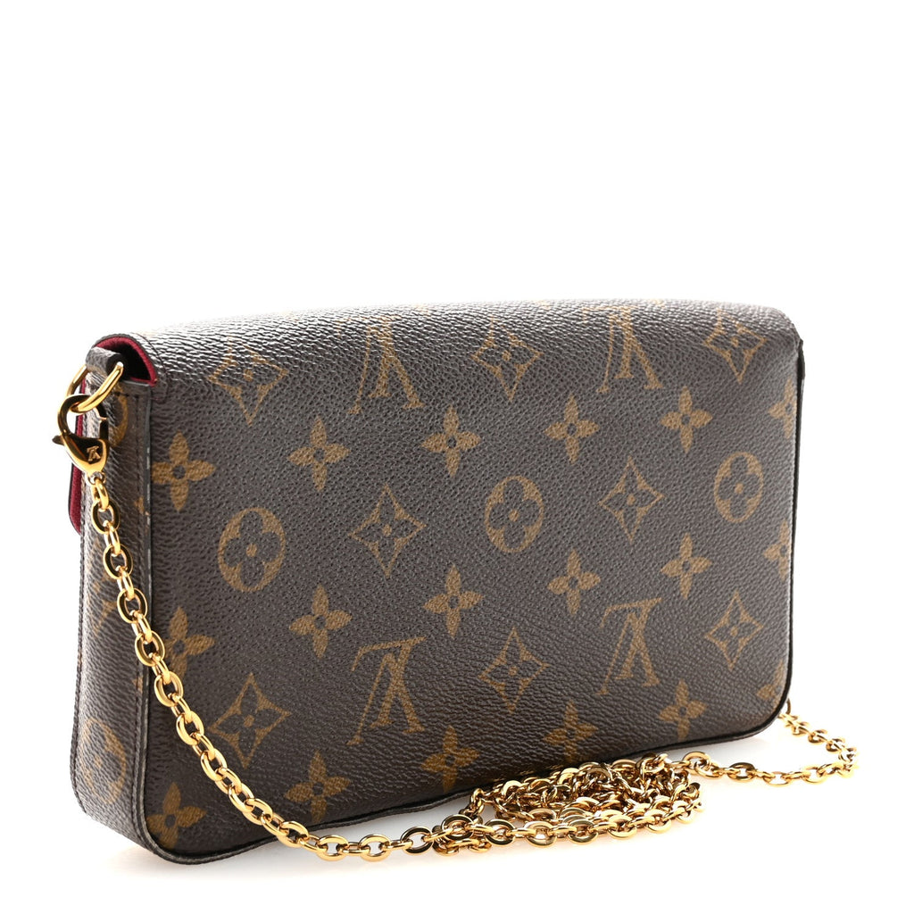 Monogram Pochette Felicie Chain Wallet Fuchsia
