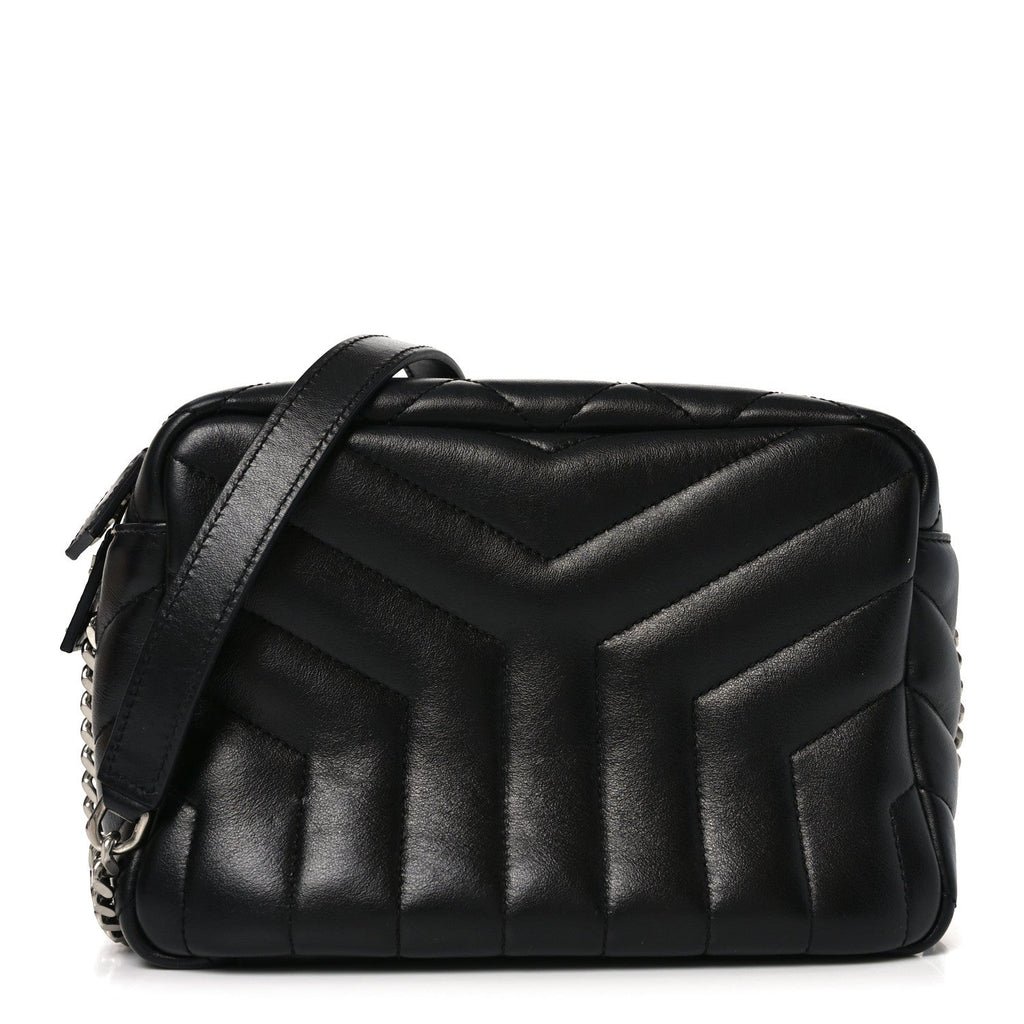 Calfskin Y Quilted Monogram Small Loulou Bowling Bag Black