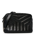 Calfskin Y Quilted Monogram Small Loulou Bowling Bag Black