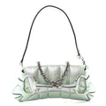 Iridescent Nappa Vertical Matelasse Medium Maxi Horsebit Chain Shoulder Bag Iridescent Salvy Green