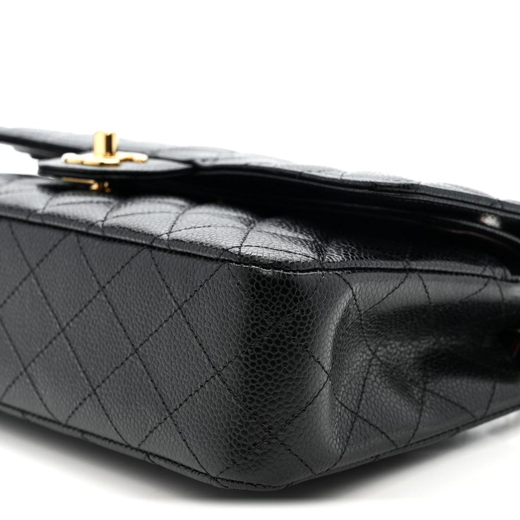 Caviar Quilted Medium Double Flap Black